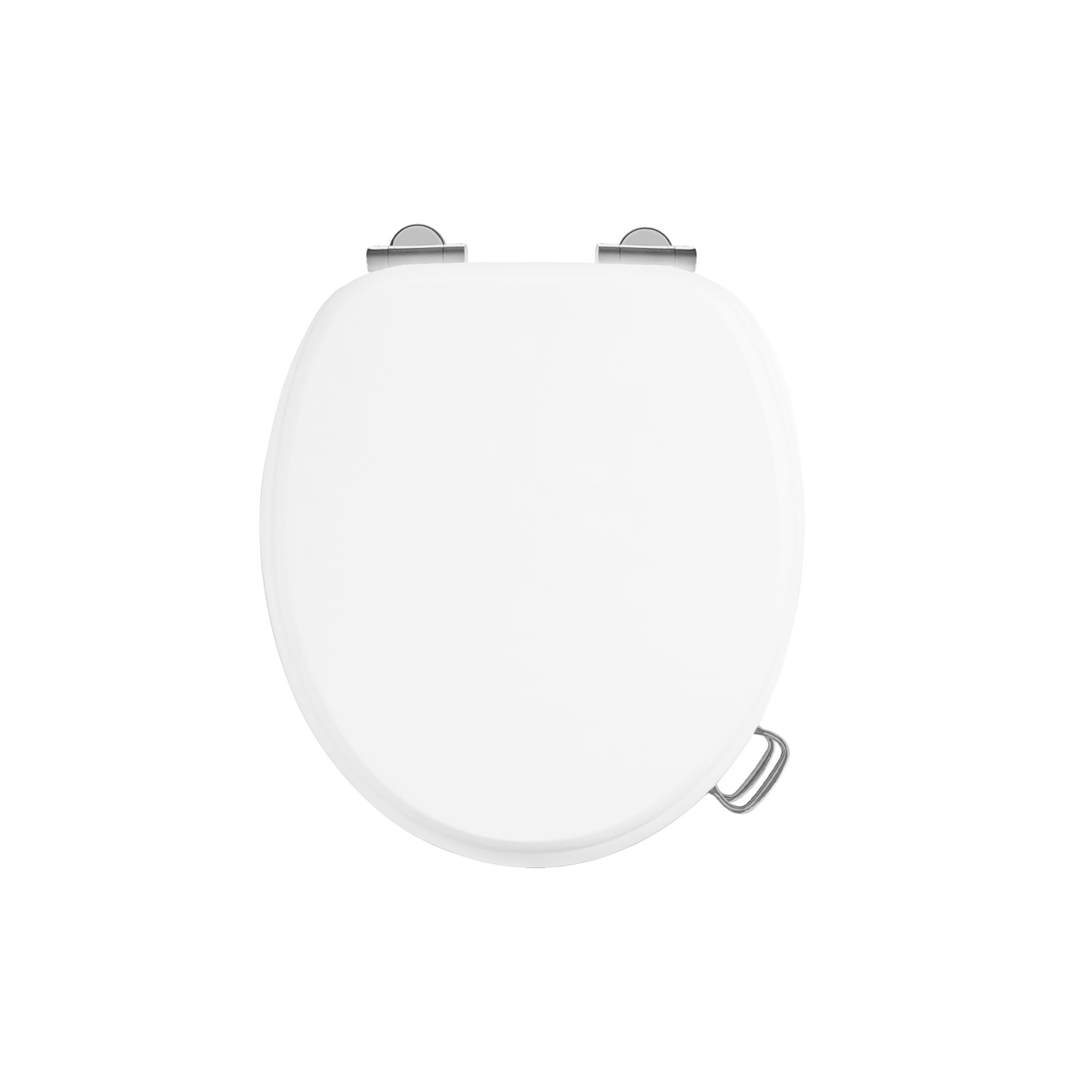 Arcade White soft-close seat with handle finished in chrome